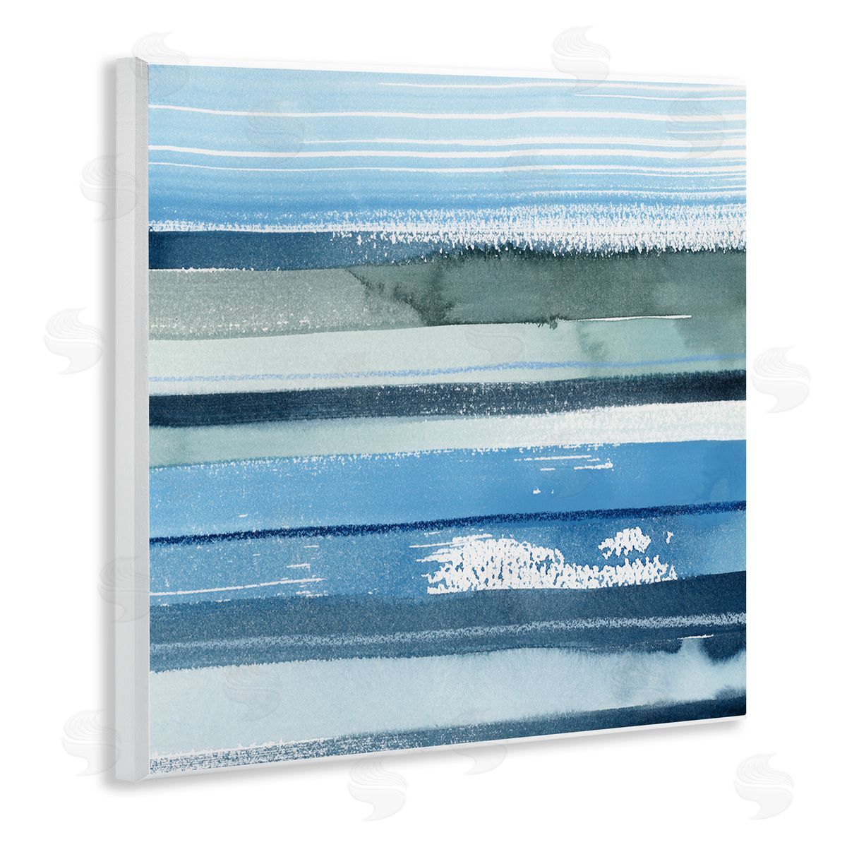 Grace Popp Abstract Ocean Landscape Saturated Blue Striped Lines Wooden Wall Plaque Art Print