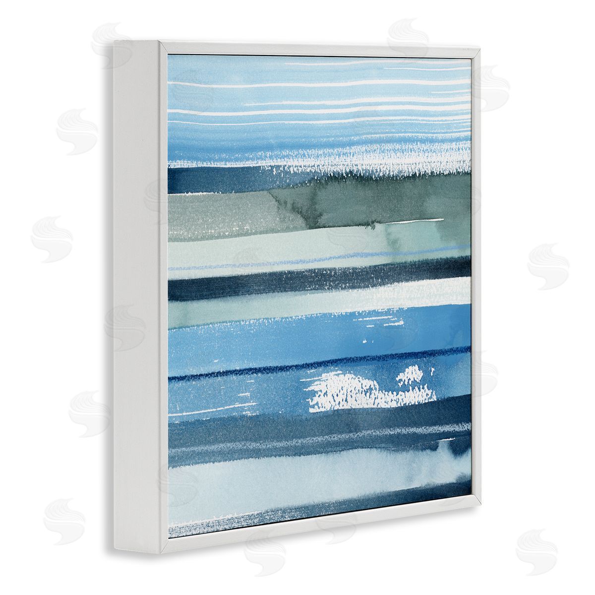Grace Popp Abstract Ocean Landscape Saturated Blue Striped Lines White Framed Glicee Wall Art Print