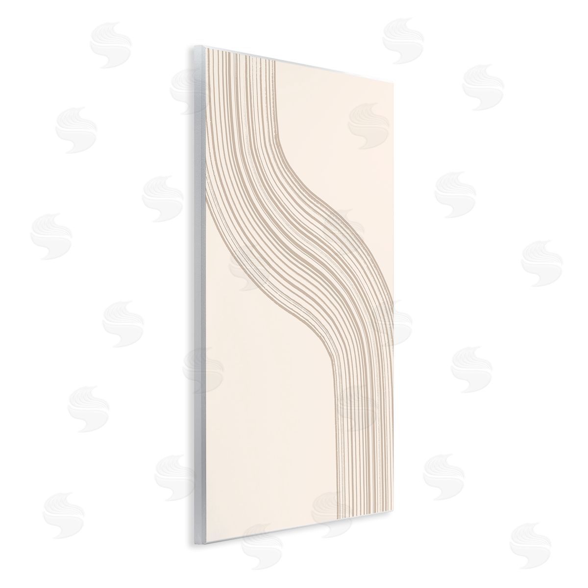 Lettered and Lined Minimal Retro Curved Stripes Neutral Beige Tones Wall Plaque Art Print