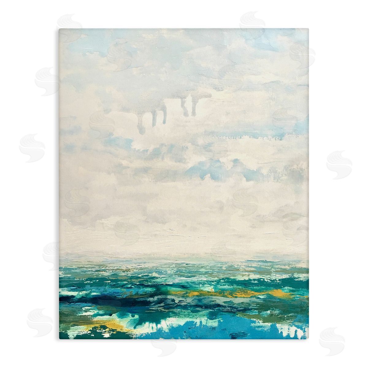 Claire Cormany Abstract Aerial Landscape Fluffy Clouds Distant Fields Stretched Canvas Wall Art Print