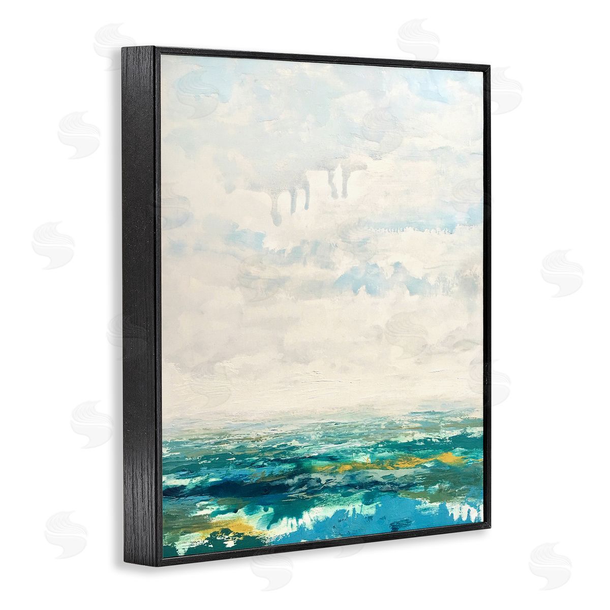 Claire Cormany Abstract Aerial Landscape Fluffy Clouds Distant Fields Black Framed Giclee Wall Art Print