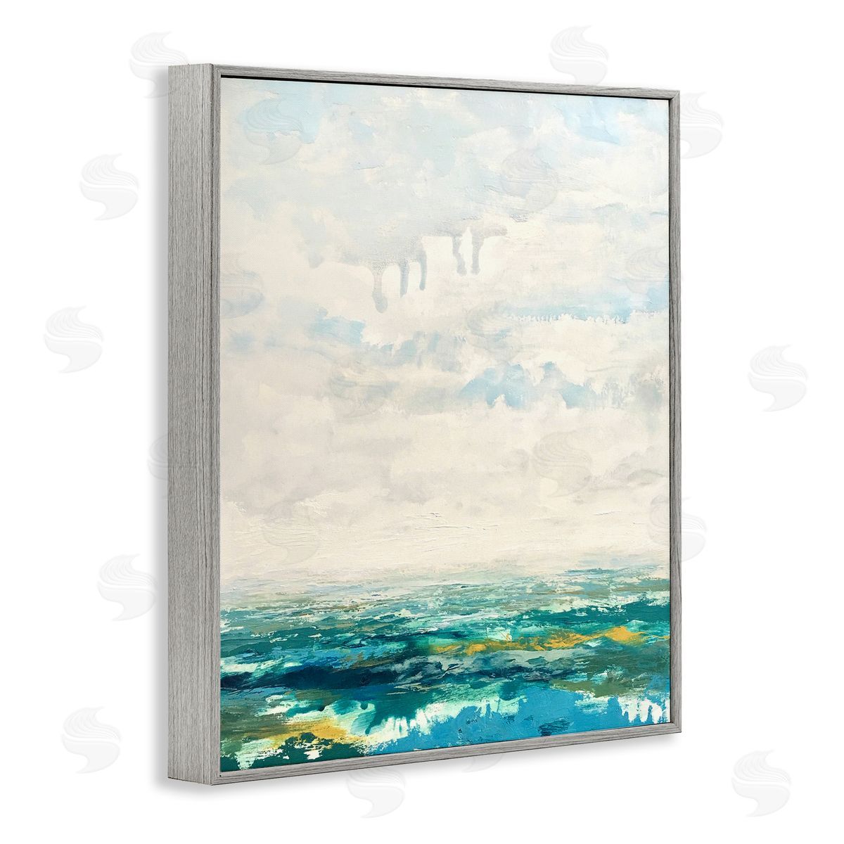Claire Cormany Abstract Aerial Landscape Fluffy Clouds Distant Fields Gray Framed Giclee Wall Art Print