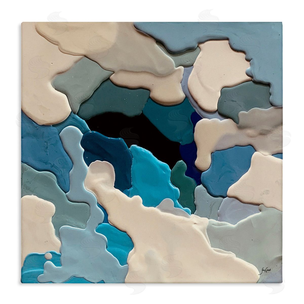 Stacy Gresell Abstract Irregular Shapes Complex Layered Dripped Paint Stretched Canvas Wall Art Print