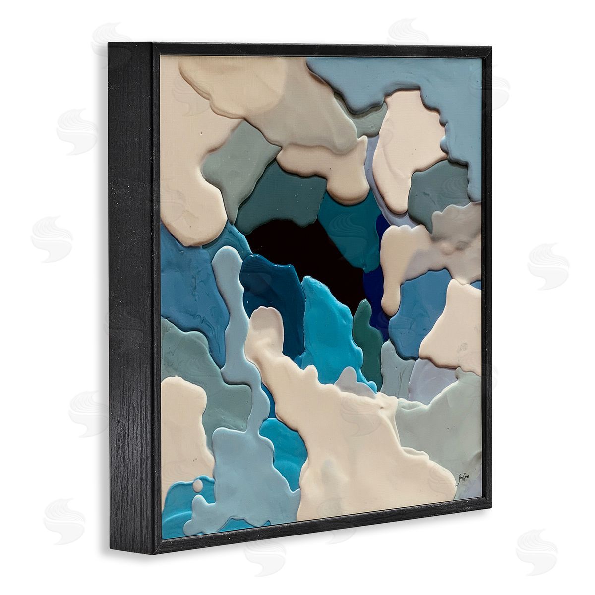 Stacy Gresell Abstract Irregular Shapes Complex Layered Dripped Paint Black Framed Glicee Wall Art Print