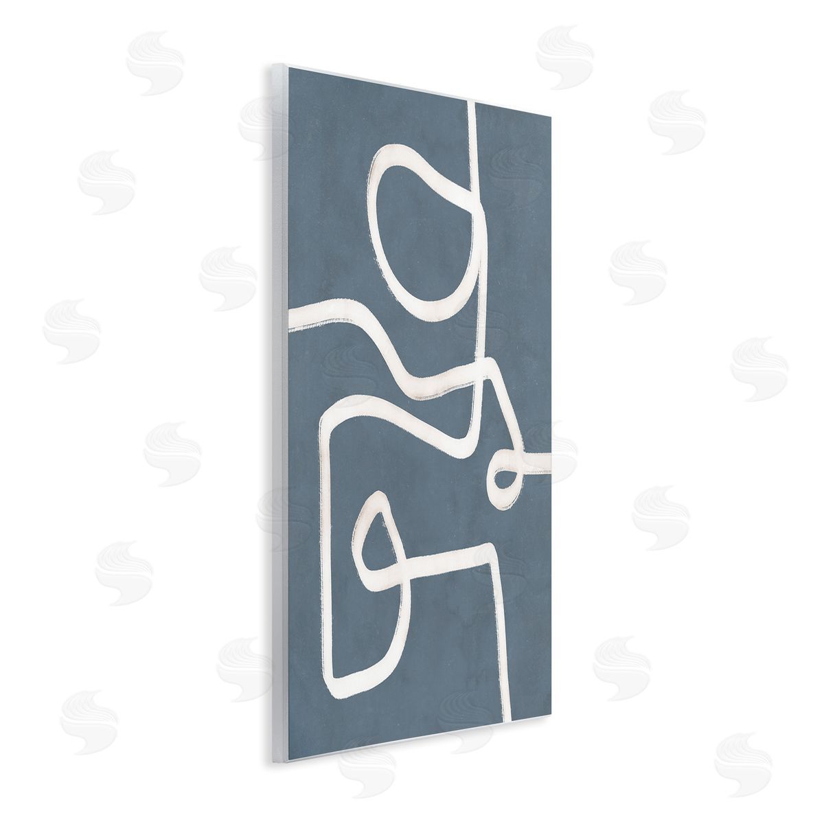 Nina Blue Abstract Squiggle Shape Contemporary Paint Stroke Wall Plaque Art Print