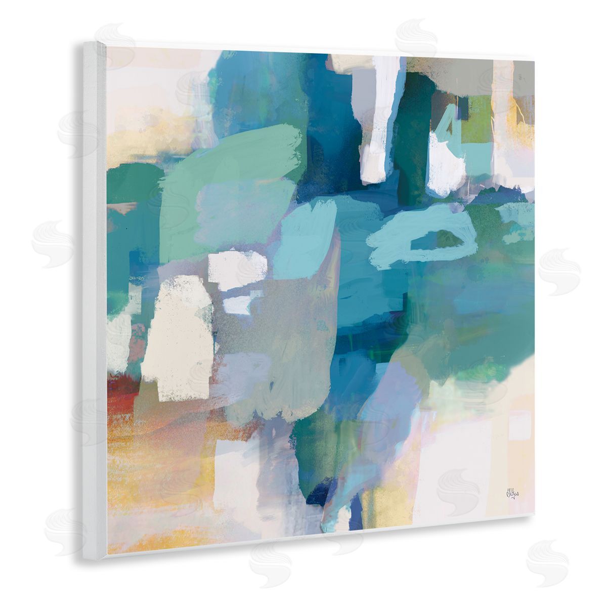 Lisa Ridgers Layered Blue Paint Strokes Dense Abstract Painting Wooden Wall Plaque Art Print