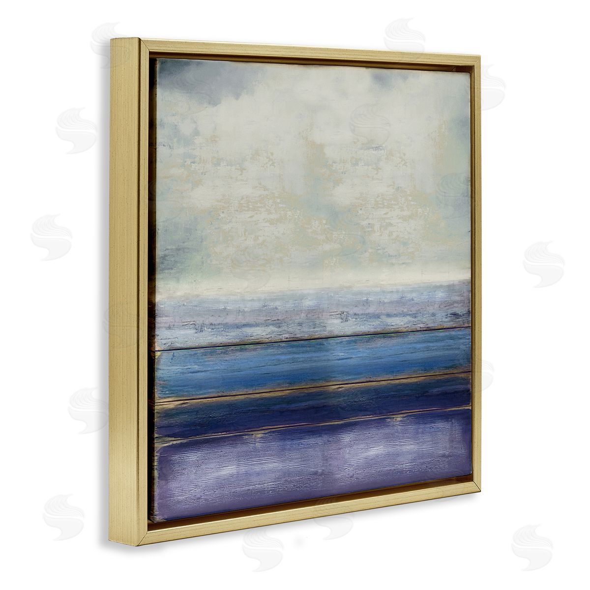 Taylor Hamilton Tranquil Ocean Landscape Abstract Heavy Clouds Scene Gold Floating Frame Canvas Wall Art Print