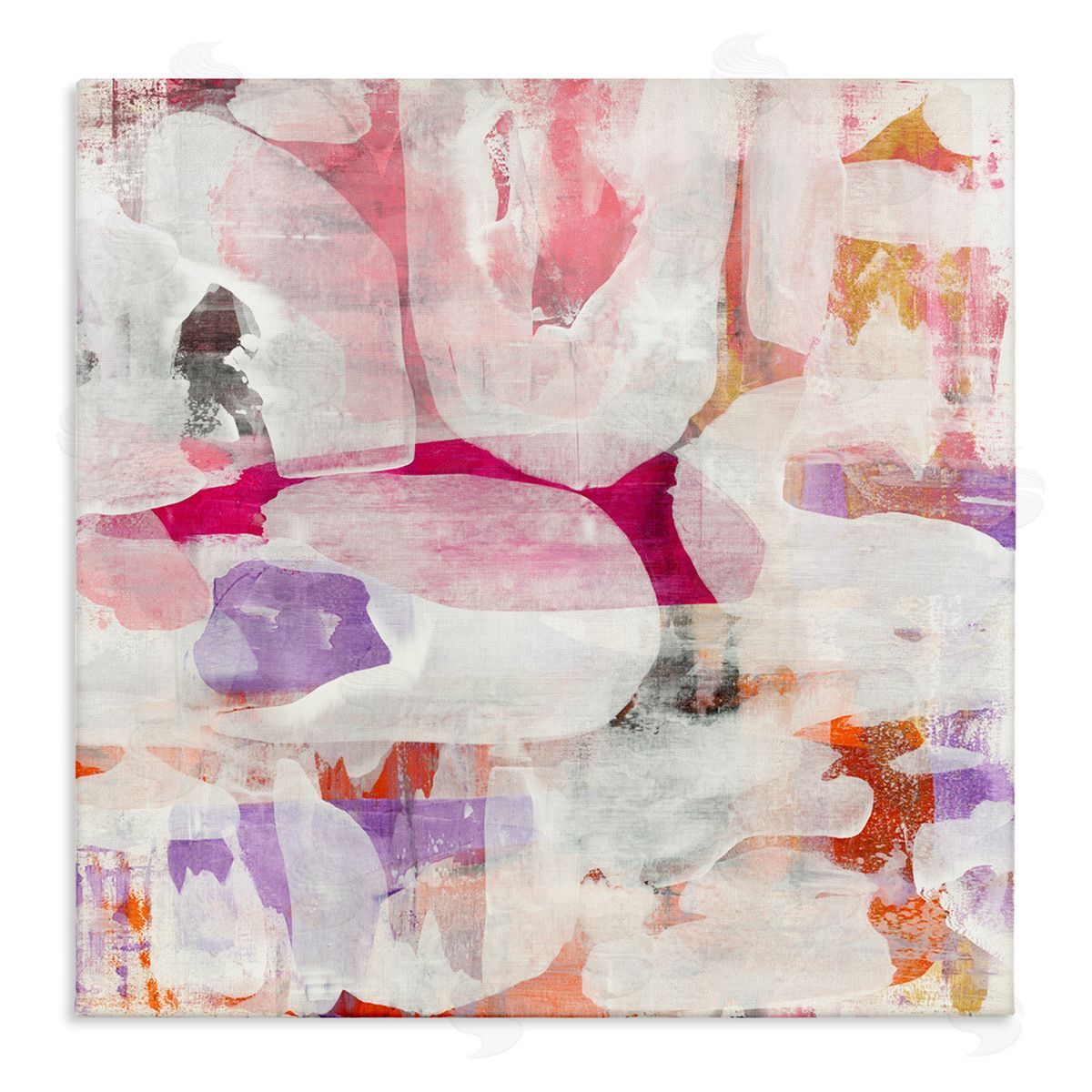 Jeff Iorillo Contemporary Pink Curved Shapes Abstract Pattern Collage Stretched Canvas Wall Art Print