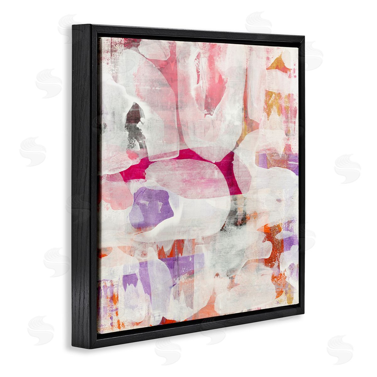 Jeff Iorillo Contemporary Pink Curved Shapes Abstract Pattern Collage Black Floating Frame Canvas Wall Art Print