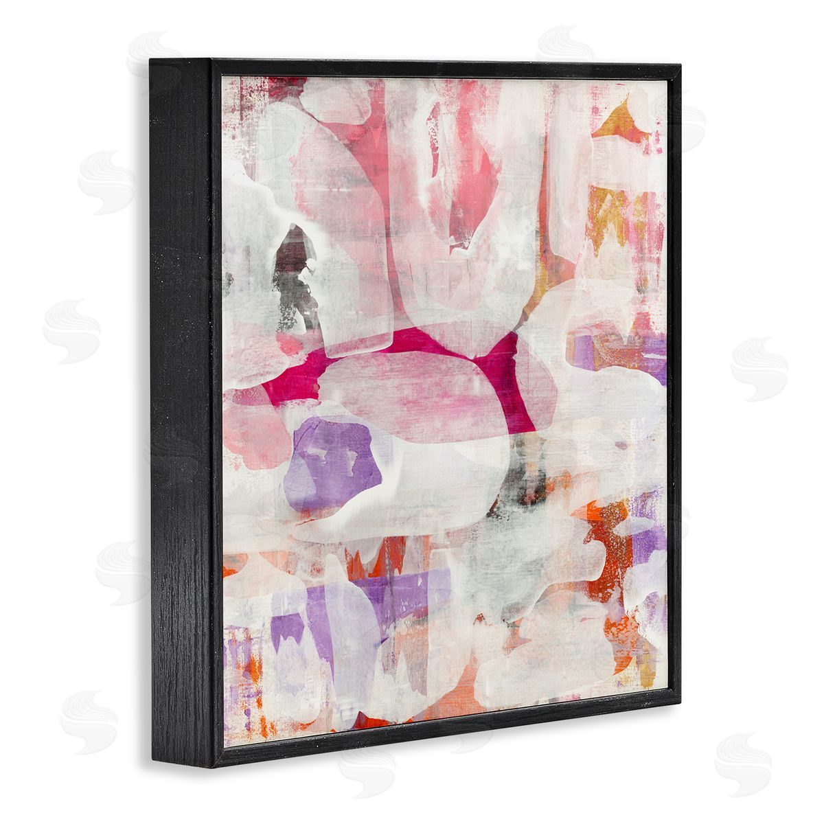 Jeff Iorillo Contemporary Pink Curved Shapes Abstract Pattern Collage Black Framed Glicee Wall Art Print