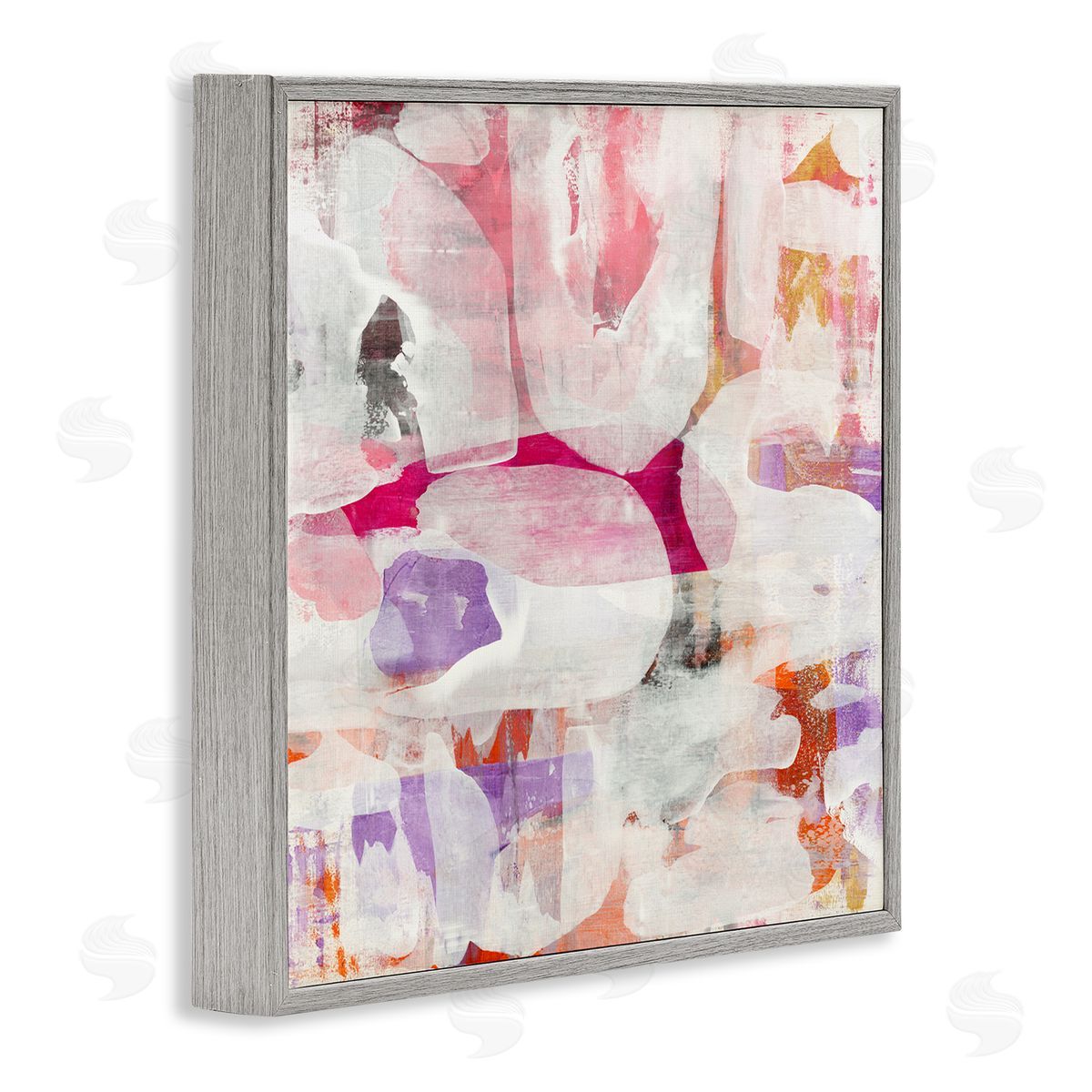 Jeff Iorillo Contemporary Pink Curved Shapes Abstract Pattern Collage Gray Framed Glicee Wall Art Print