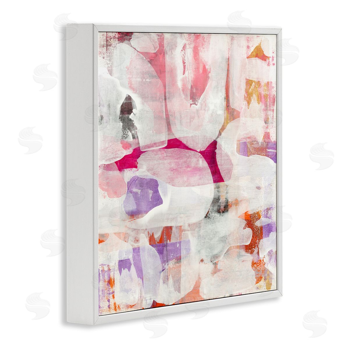 Jeff Iorillo Contemporary Pink Curved Shapes Abstract Pattern Collage White Framed Glicee Wall Art Print