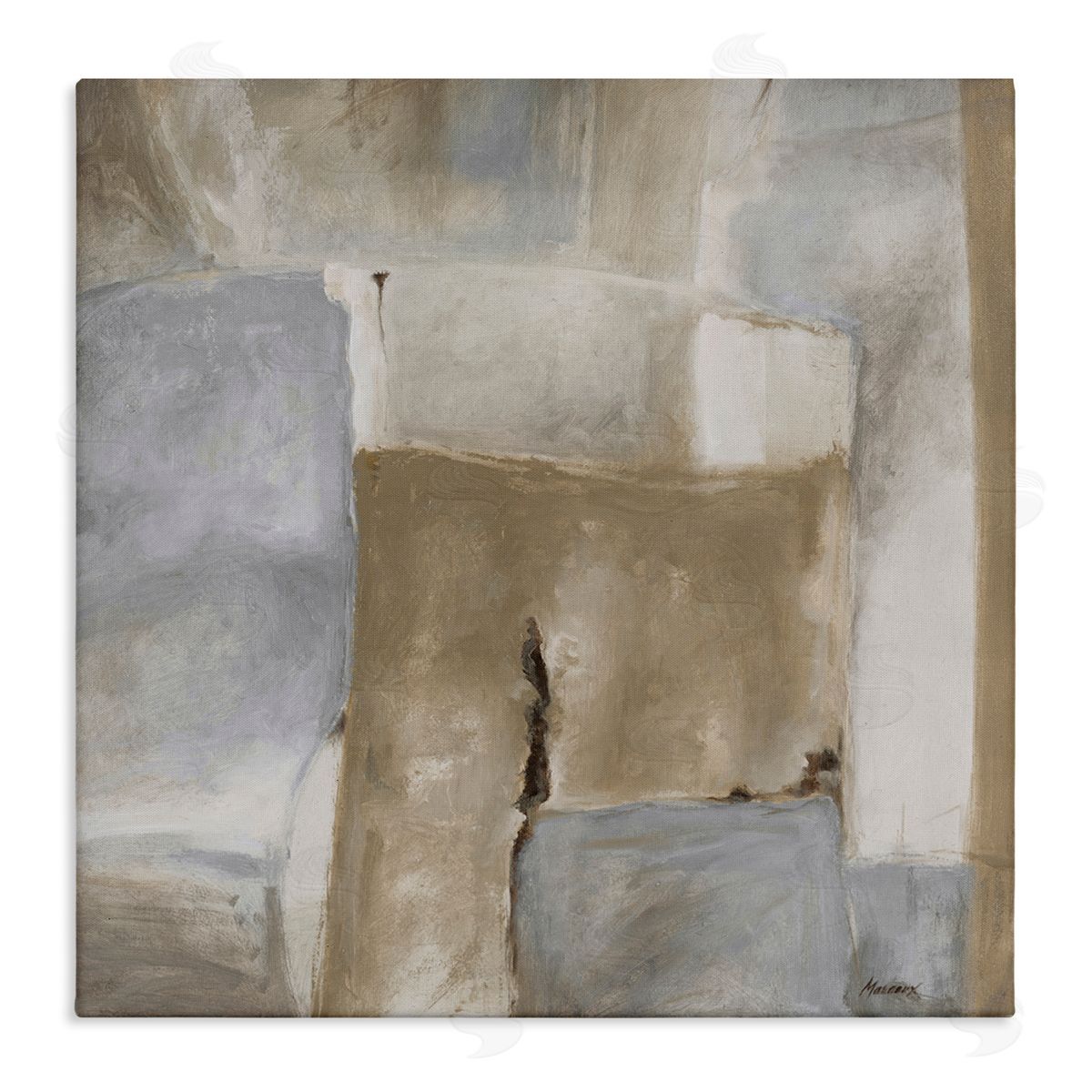 Julianne Marcoux Earthy Industrial Abstract Geometric Shapes Brown Tones Stretched Canvas Wall Art Print
