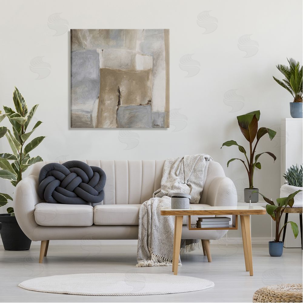 Julianne Marcoux Earthy Industrial Abstract Geometric Shapes Brown Tones Canvas Wall Art in Room
