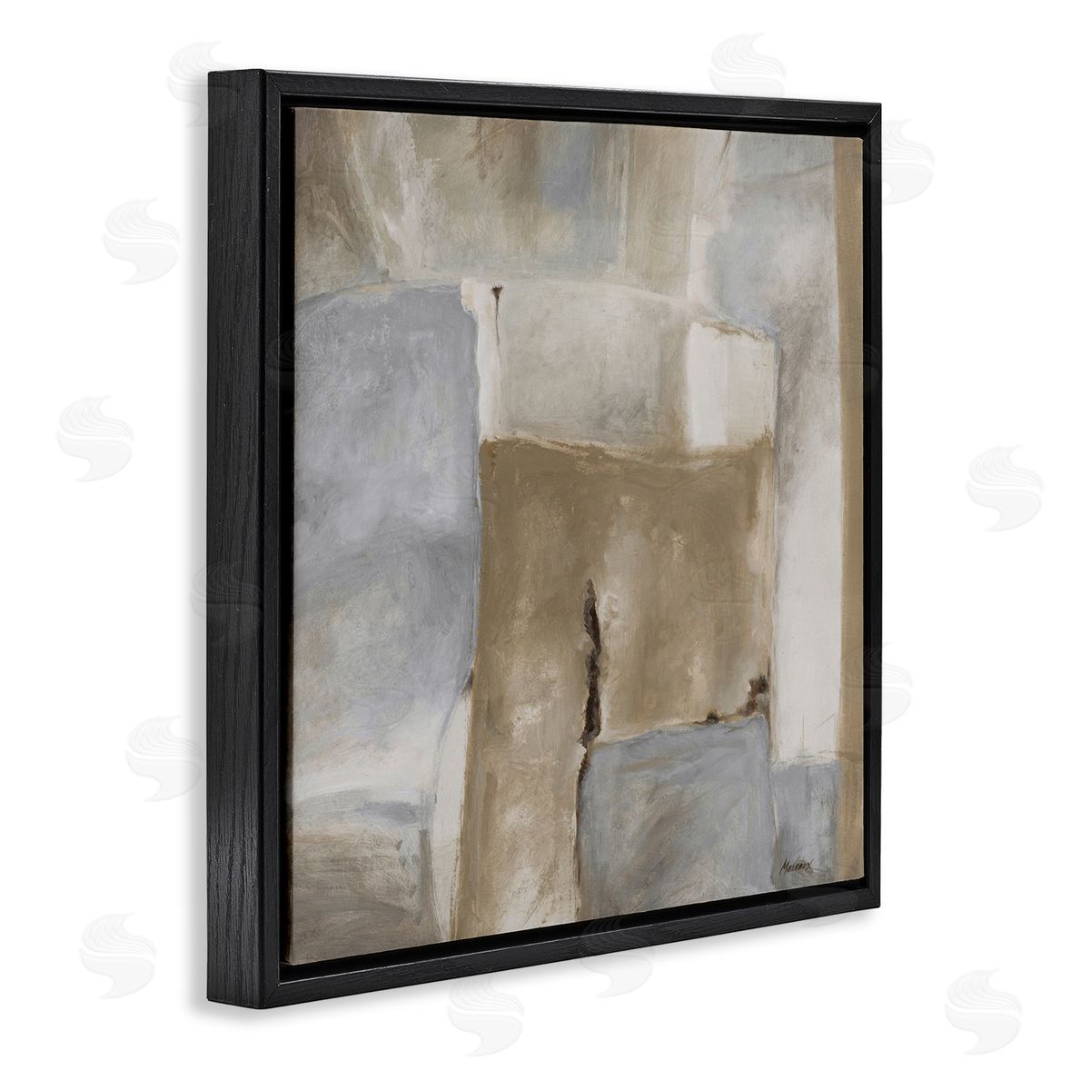 Julianne Marcoux Earthy Industrial Abstract Geometric Shapes Brown Tones Black Floating Frame Canvas Wall Art Print
