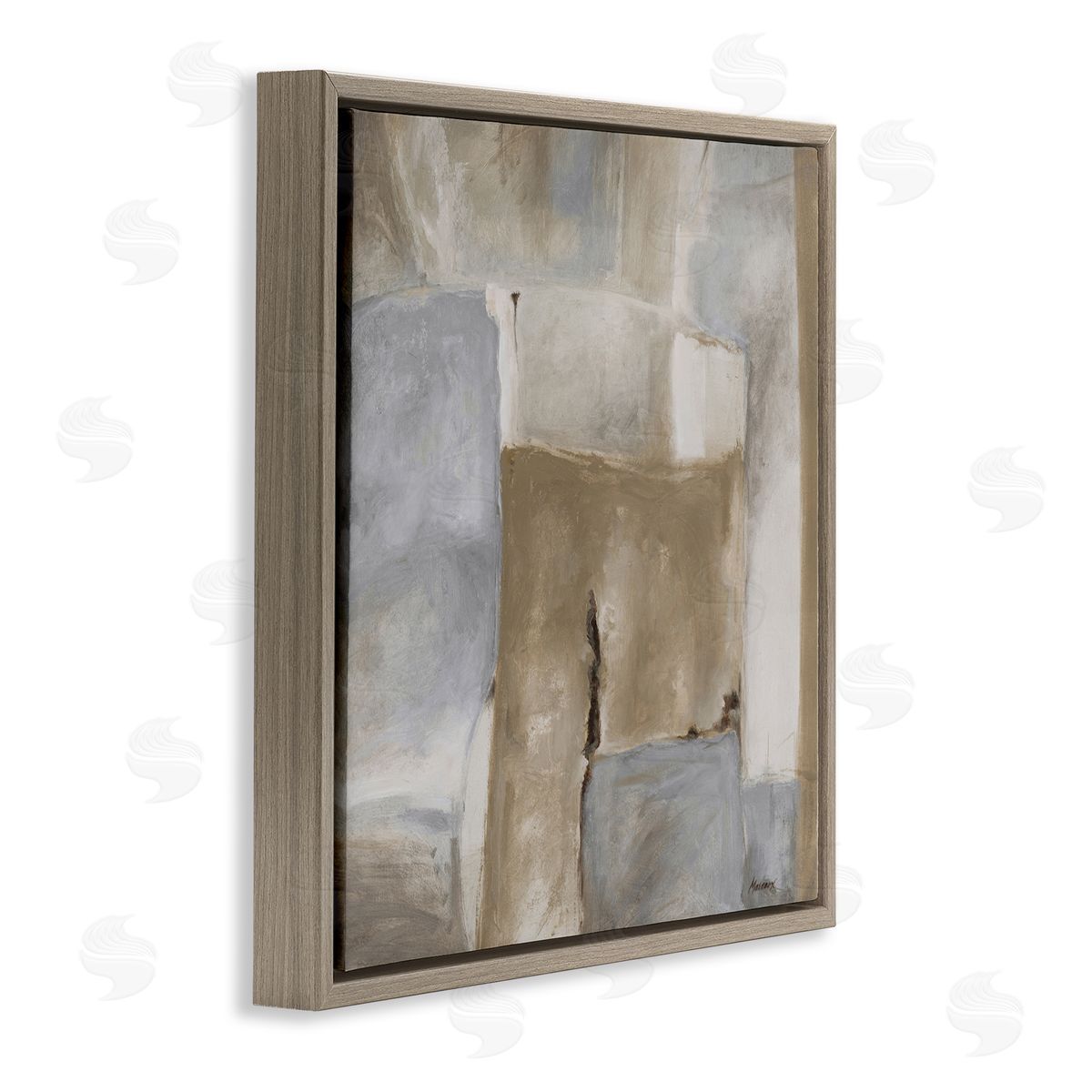 Julianne Marcoux Earthy Industrial Abstract Geometric Shapes Brown Tones Brown Floating Frame Canvas Wall Art Print