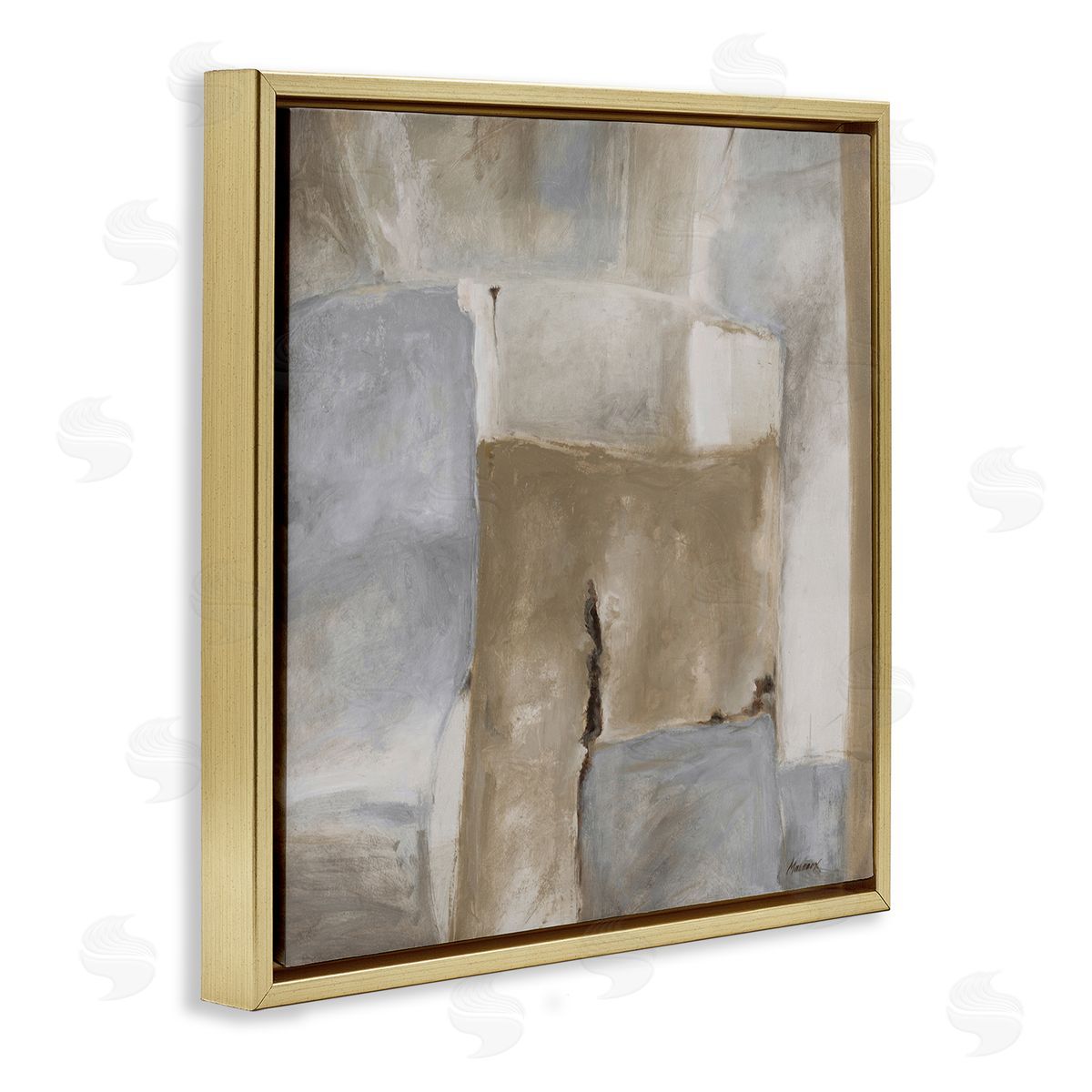Julianne Marcoux Earthy Industrial Abstract Geometric Shapes Brown Tones Gold Floating Frame Canvas Wall Art Print