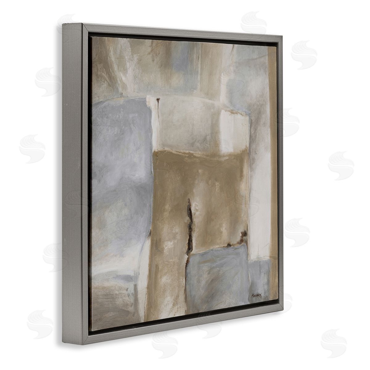 Julianne Marcoux Earthy Industrial Abstract Geometric Shapes Brown Tones Gray Floating Frame Canvas Wall Art Print