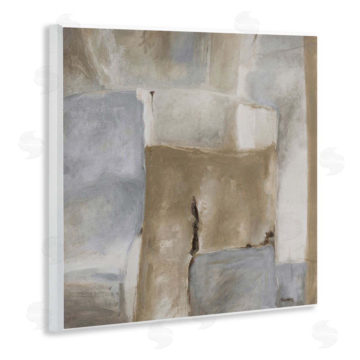 Julianne Marcoux Earthy Industrial Abstract Geometric Shapes Brown Tones Wooden Wall Plaque Art Print