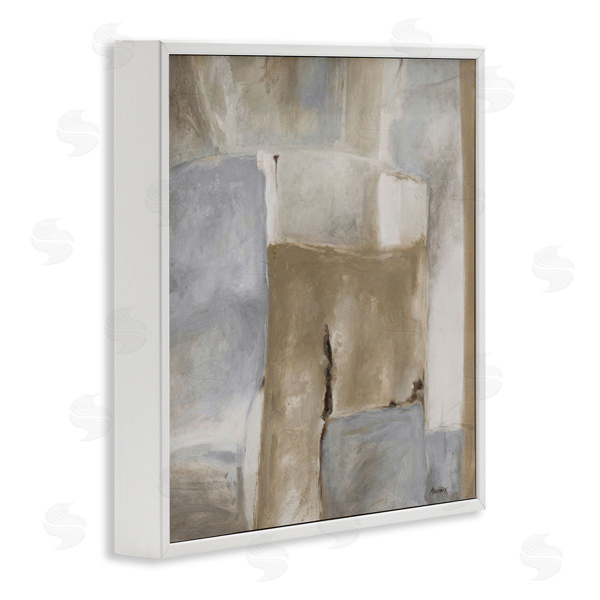 Julianne Marcoux Earthy Industrial Abstract Geometric Shapes Brown Tones White Framed Glicee Wall Art Print