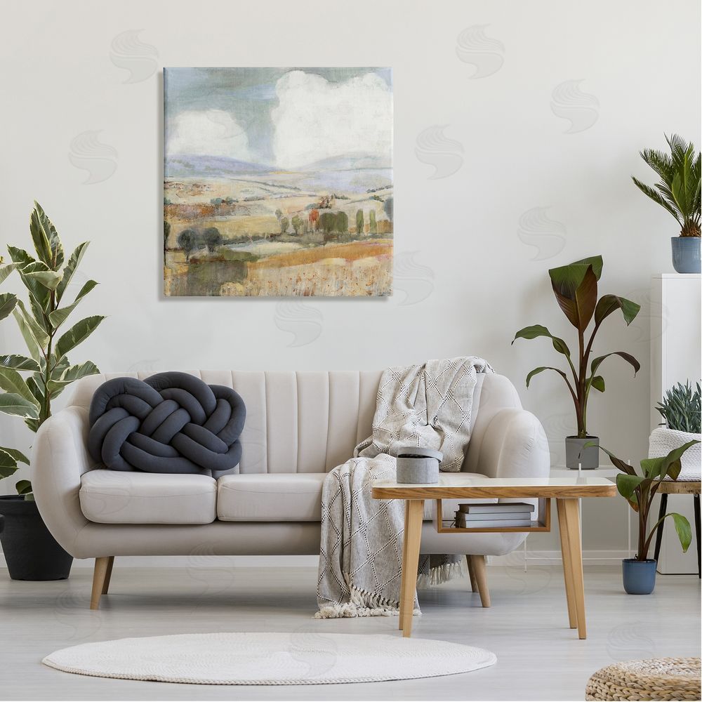 Jill Martin Distant Farmland Trees Quaint Rural Landscape Scene Canvas Wall Art in Room