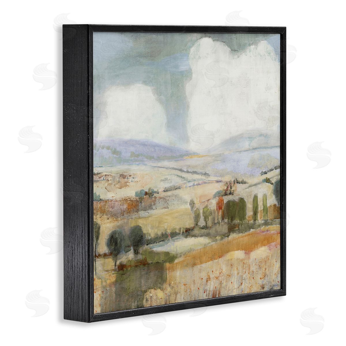 Jill Martin Distant Farmland Trees Quaint Rural Landscape Scene Black Framed Glicee Wall Art Print