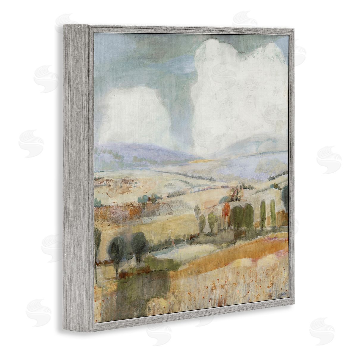 Jill Martin Distant Farmland Trees Quaint Rural Landscape Scene Gray Framed Glicee Wall Art Print