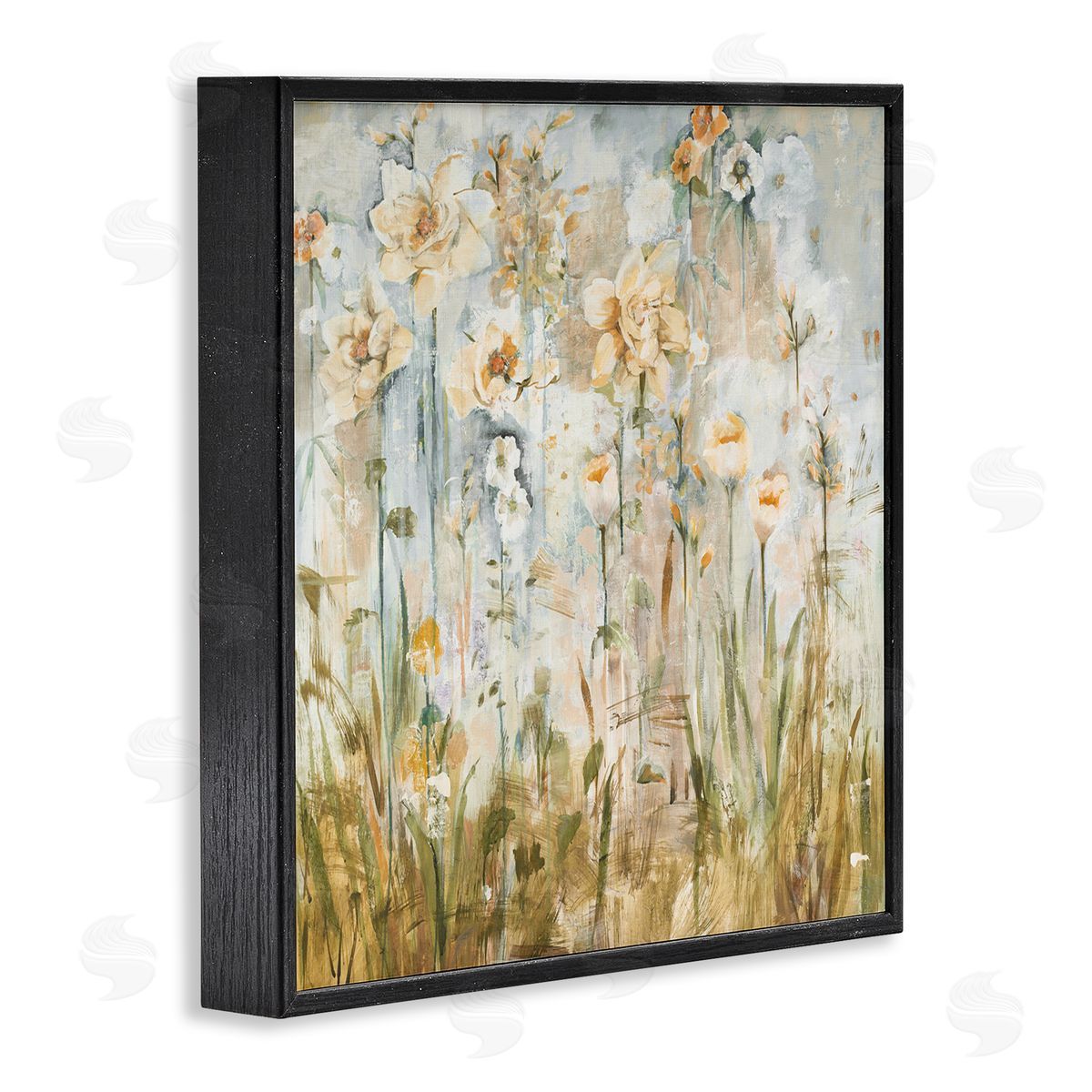 Jill Martin Varied Blooming Flowers Among Grasses Boho Painting Black Framed Glicee Wall Art Print