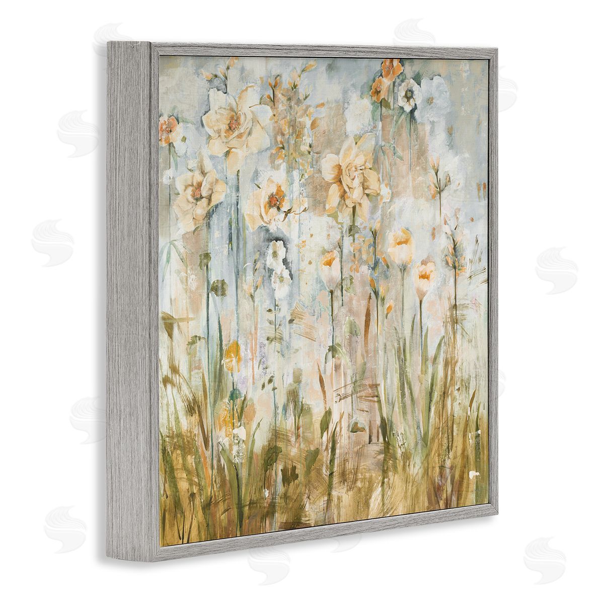 Jill Martin Varied Blooming Flowers Among Grasses Boho Painting Gray Framed Glicee Wall Art Print