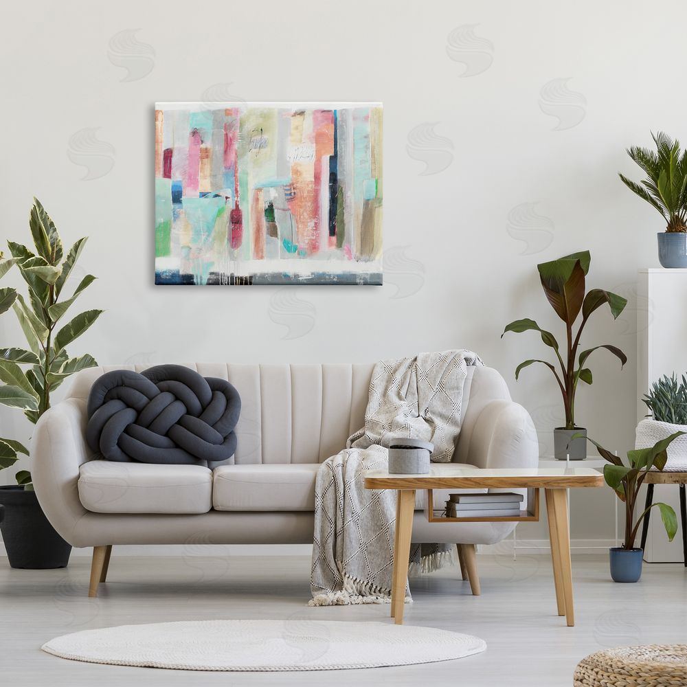 Jill Martin Abstract Blocked Line Shapes Modern Scribble Detail Canvas Wall Art Print in Room