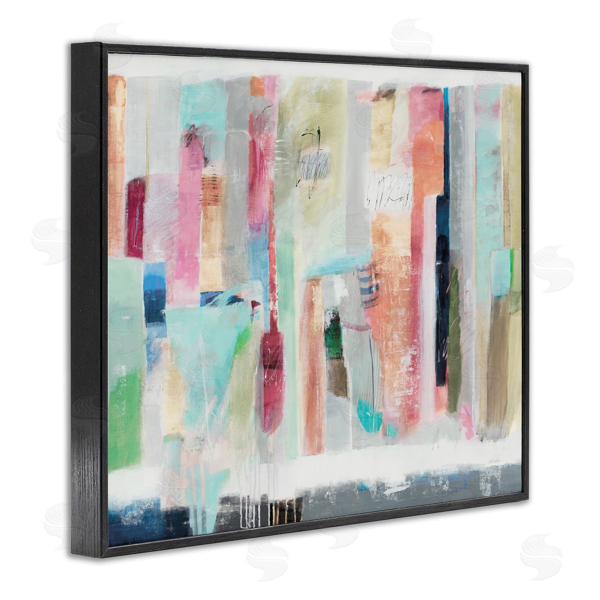 Jill Martin Abstract Blocked Line Shapes Modern Scribble Detail Black Framed Giclee Wall Art Print