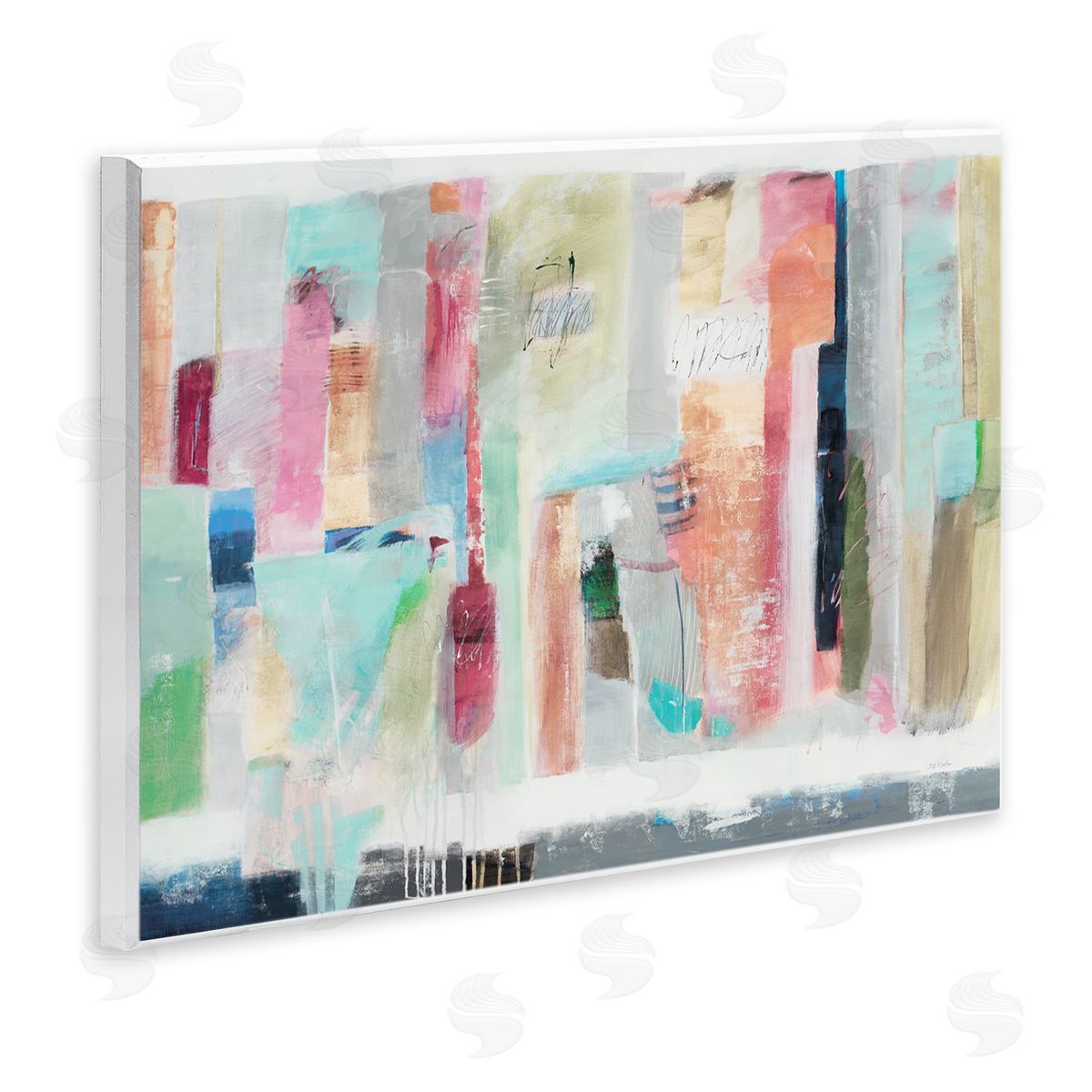 Jill Martin Abstract Blocked Line Shapes Modern Scribble Detail Wall Plaque Art Print