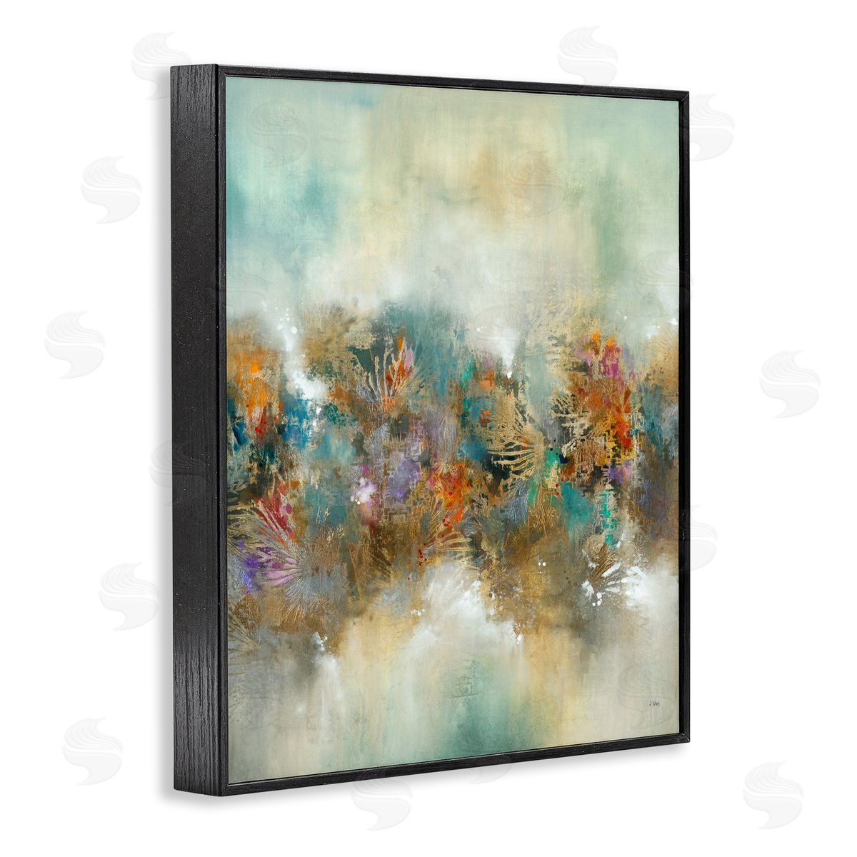 K. Nari Vivid Abstract Botanical Painting Bold Glam Detail Black Framed Giclee Wall Art Print