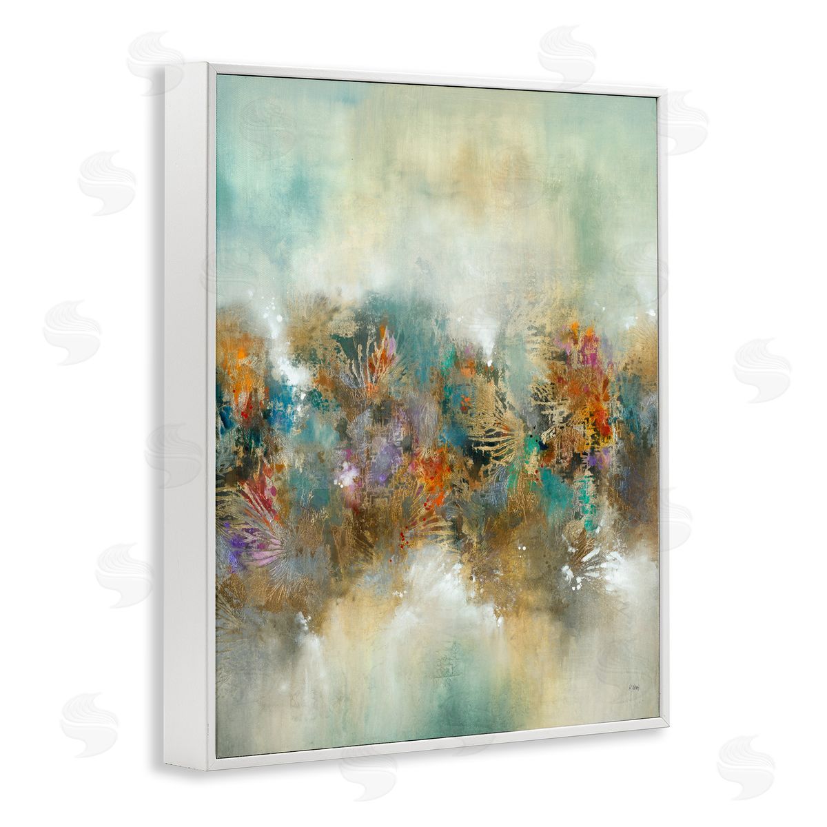 K. Nari Vivid Abstract Botanical Painting Bold Glam Detail White Framed Giclee Wall Art Print