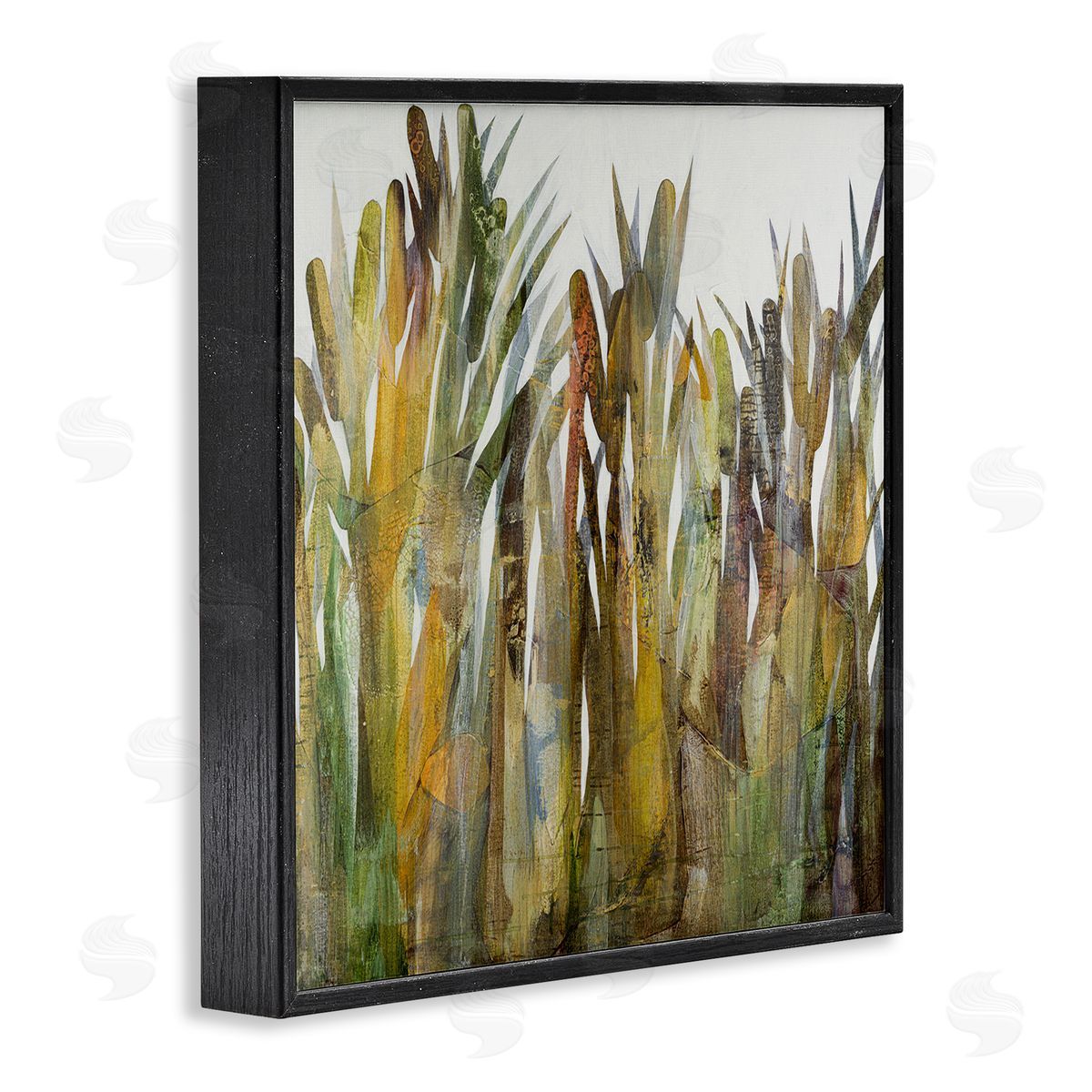 Steling Rustic Pampas Grass Cattails Wild Rural Plants Black Framed Glicee Wall Art Print
