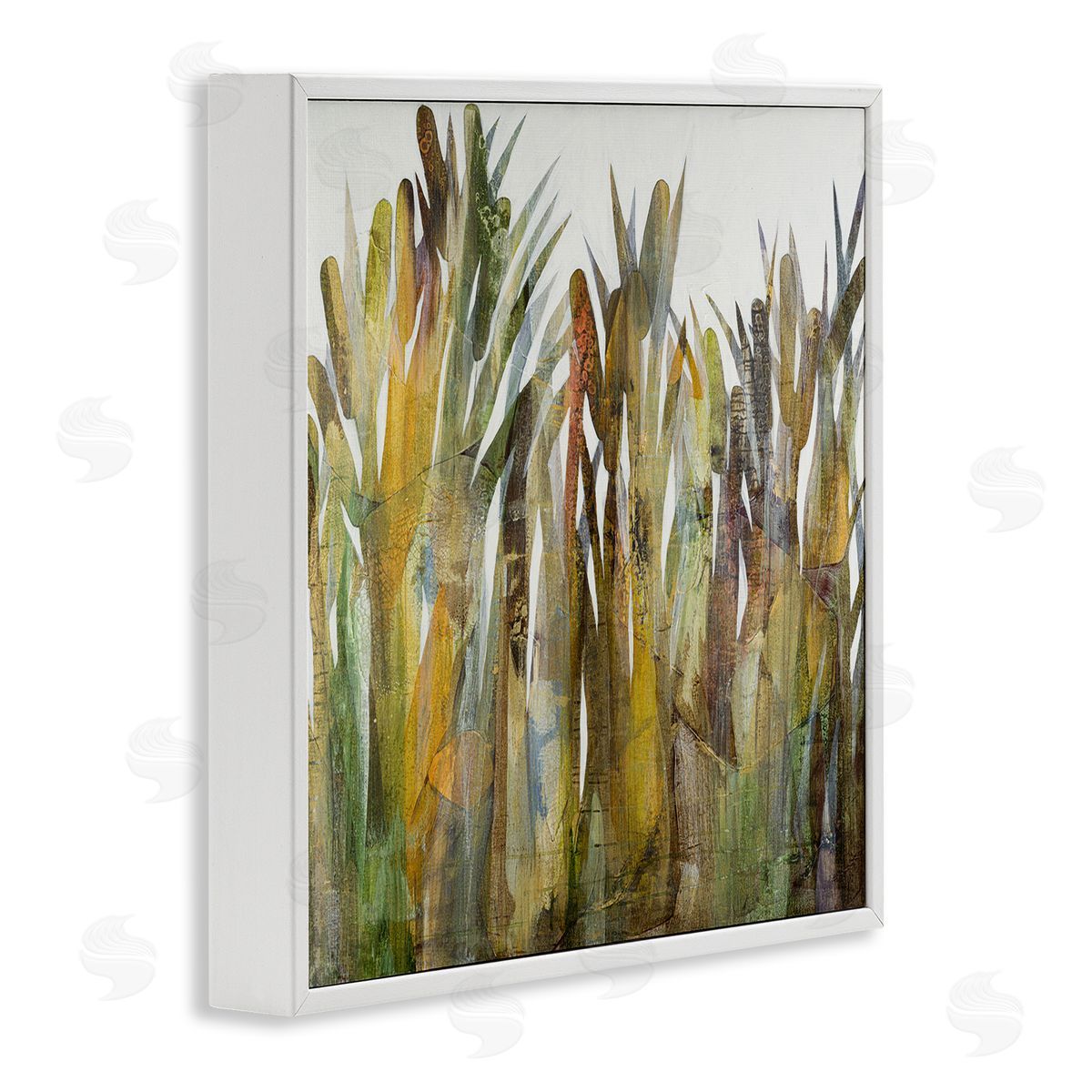 Steling Rustic Pampas Grass Cattails Wild Rural Plants White Framed Glicee Wall Art Print