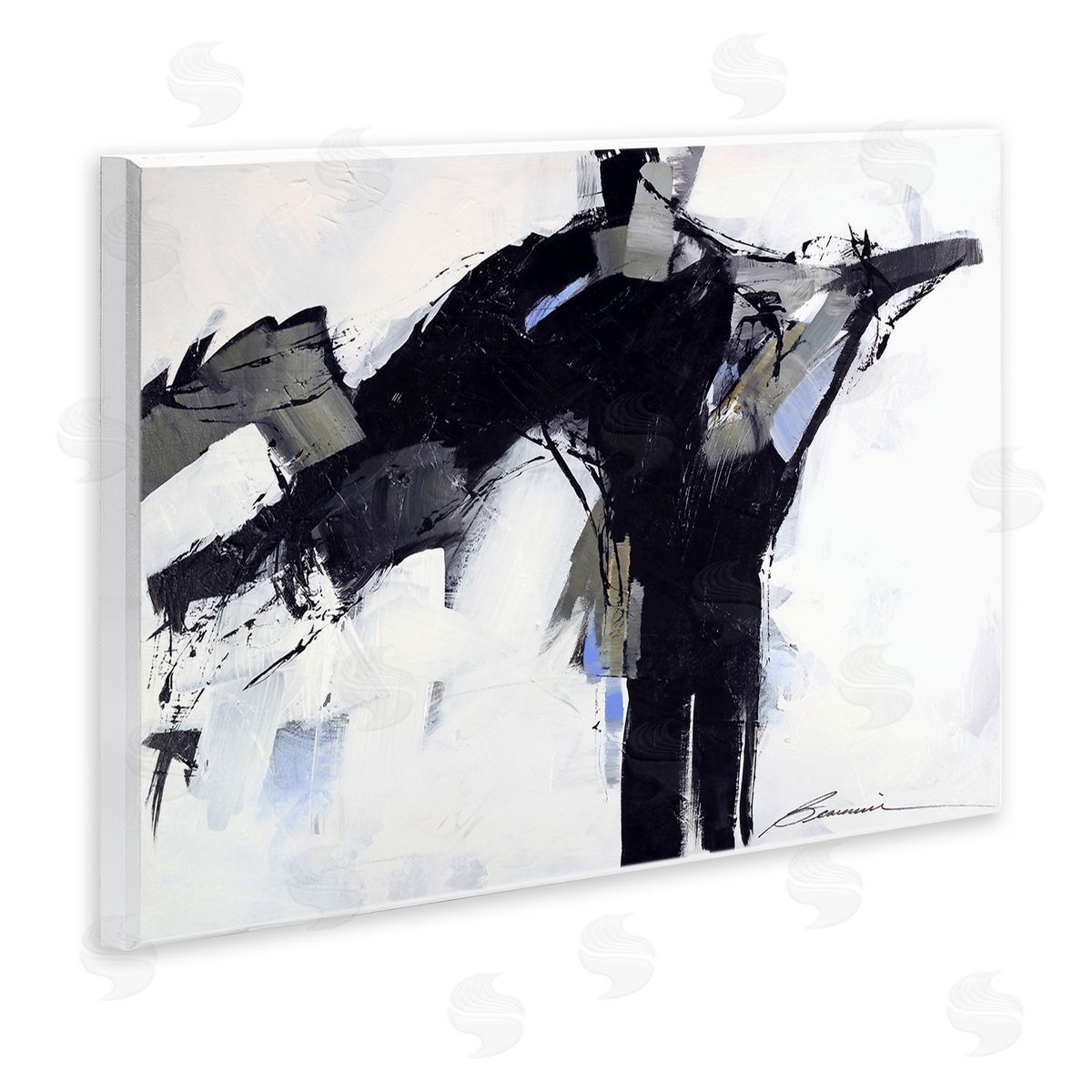 Beau Wild Ink Drip Flat Brush Strokes Modern Industrial Wall Plaque Art Print