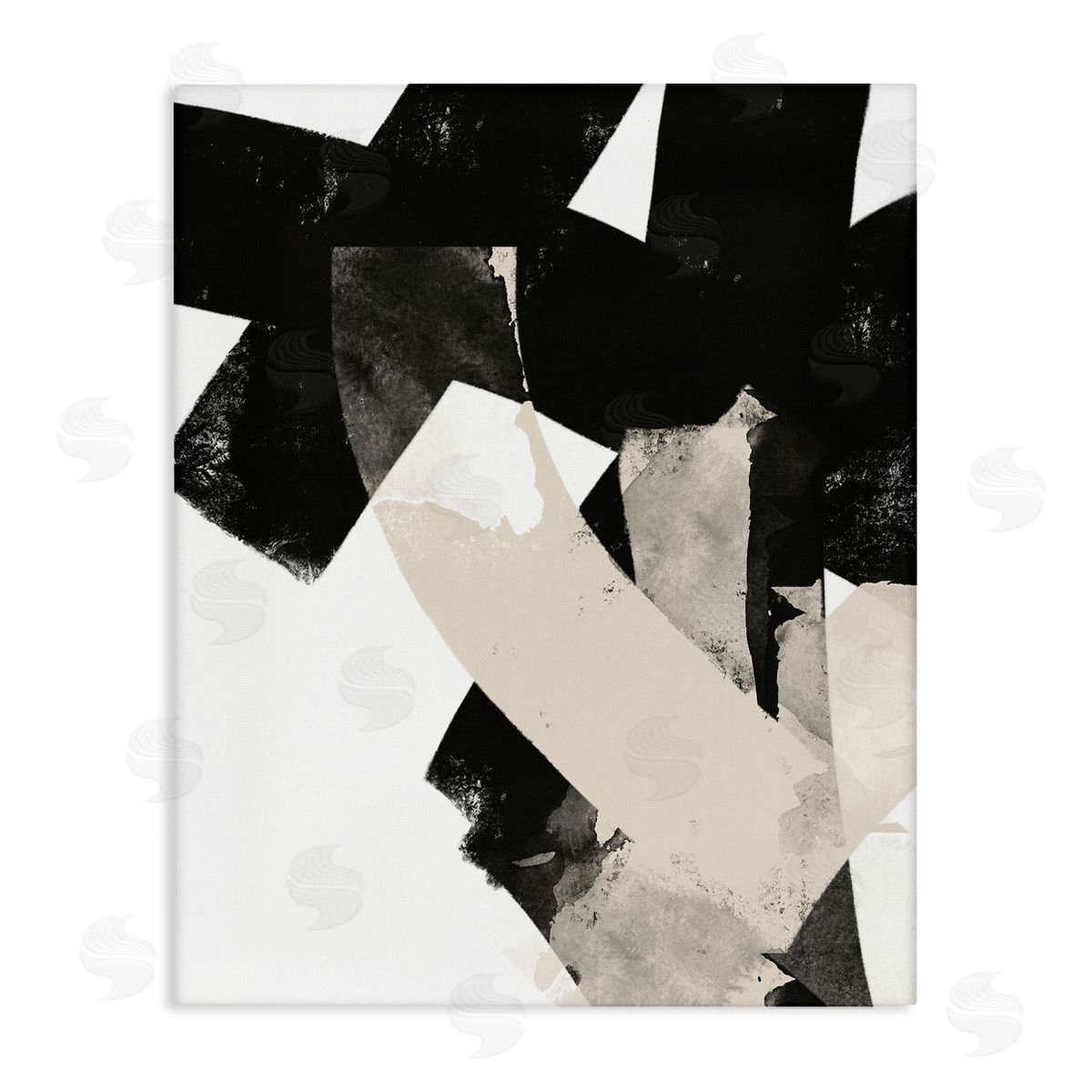 Brandon Wong Curved Layered Stripes Abstract Layered Brush Strokes  Stretched Canvas Wall Art Print