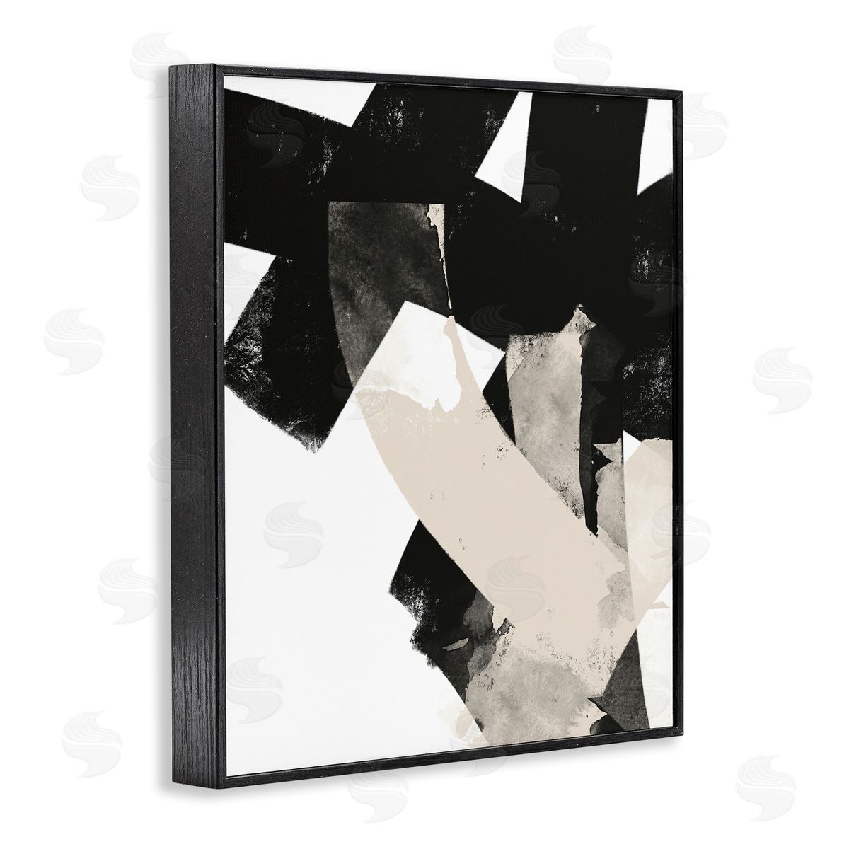 Brandon Wong Curved Layered Stripes Abstract Layered Brush Strokes  Black Framed Giclee Wall Art Print