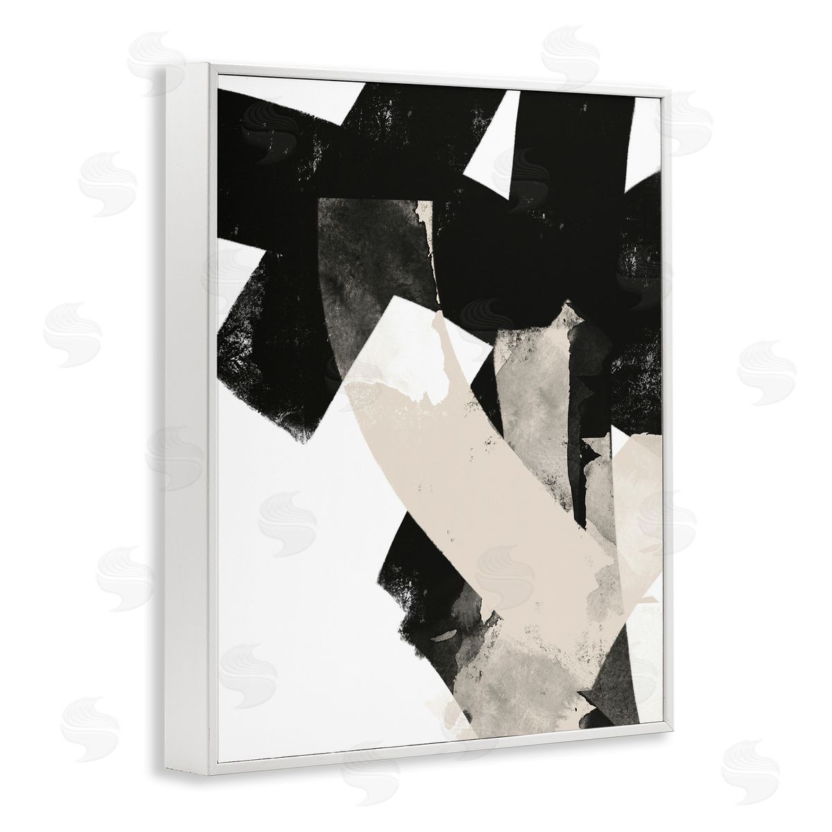 Brandon Wong Curved Layered Stripes Abstract Layered Brush Strokes  White Framed Giclee Wall Art Print