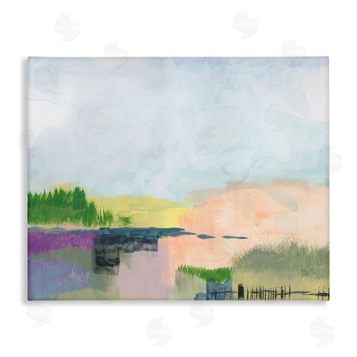 Jan Weiss Rural Pastel Landscape Comforting Farmland Hills Scenery Stretched Canvas Wall Art Print