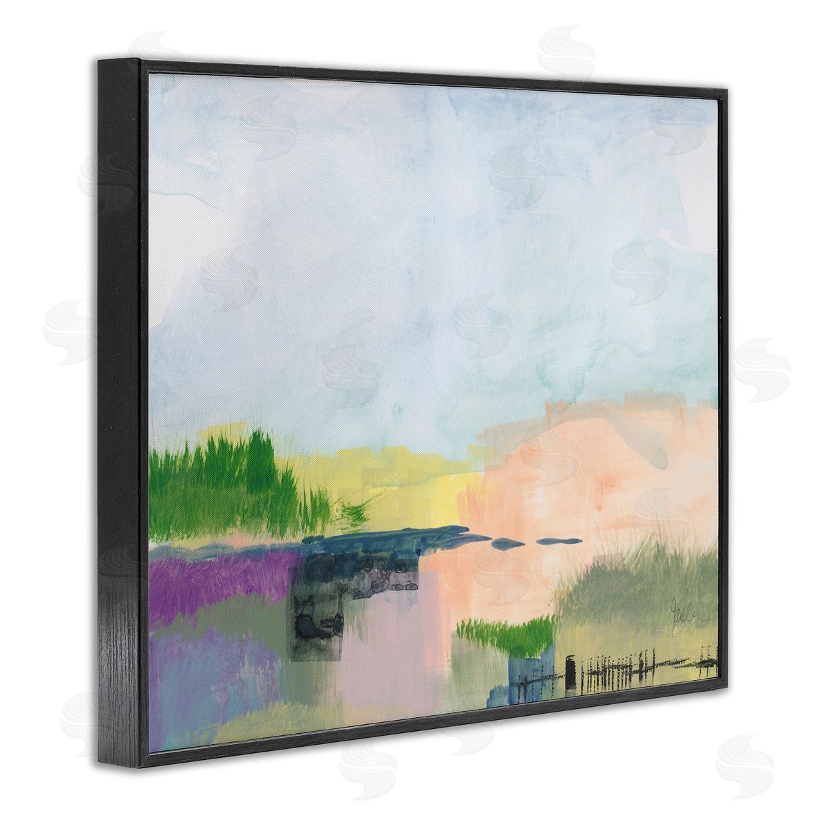 Jan Weiss Rural Pastel Landscape Comforting Farmland Hills Scenery Black Framed Giclee Wall Art Print