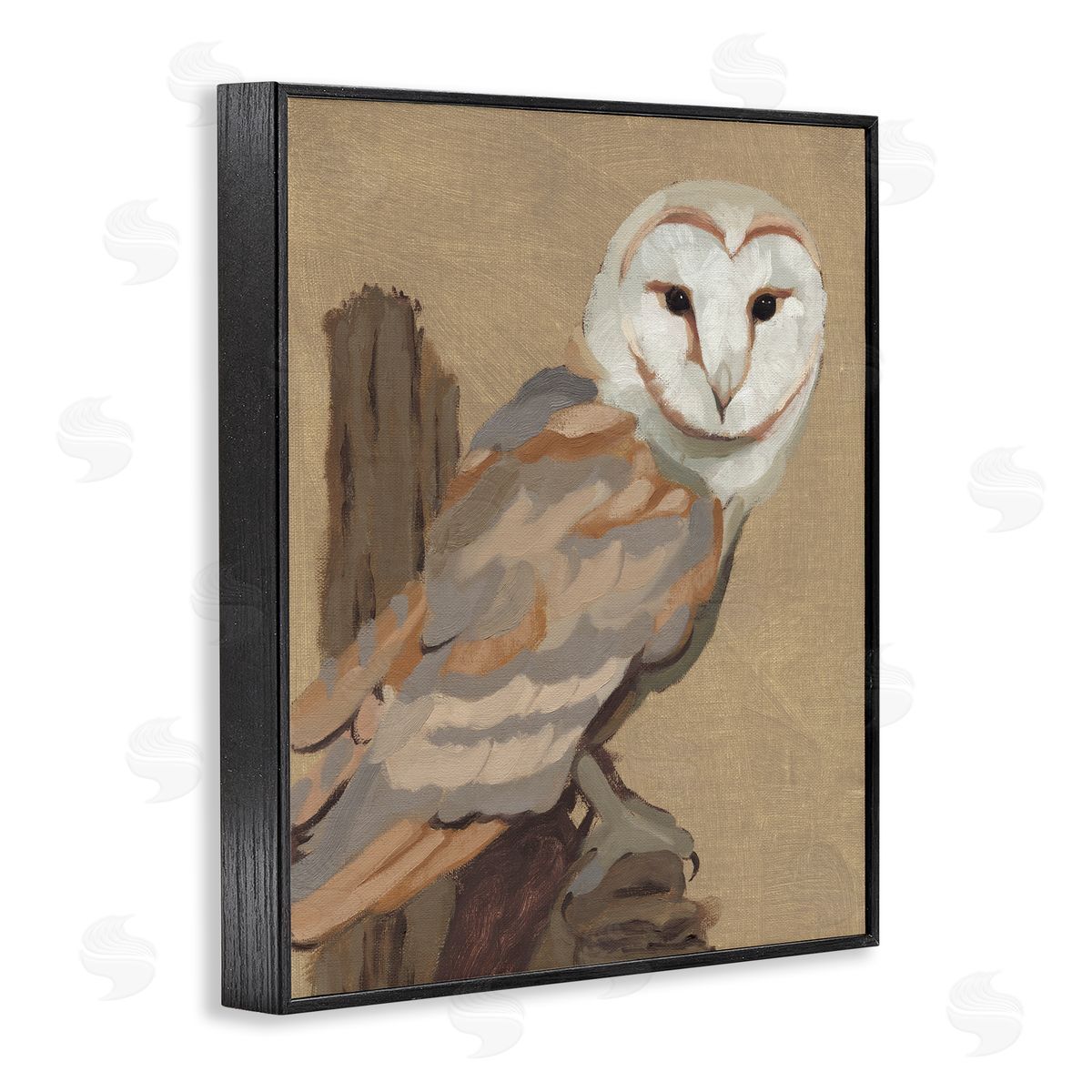 Jacob Green Barn Owl Bird Perched Gazing Wildlife Animal Painting Black Framed Giclee Wall Art Print