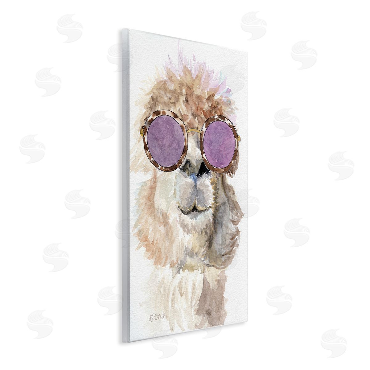 Jennifer Redstreake Fluffy Alpaca Fun Purple Glam Sunglasses Portrait Wall Plaque Art Print
