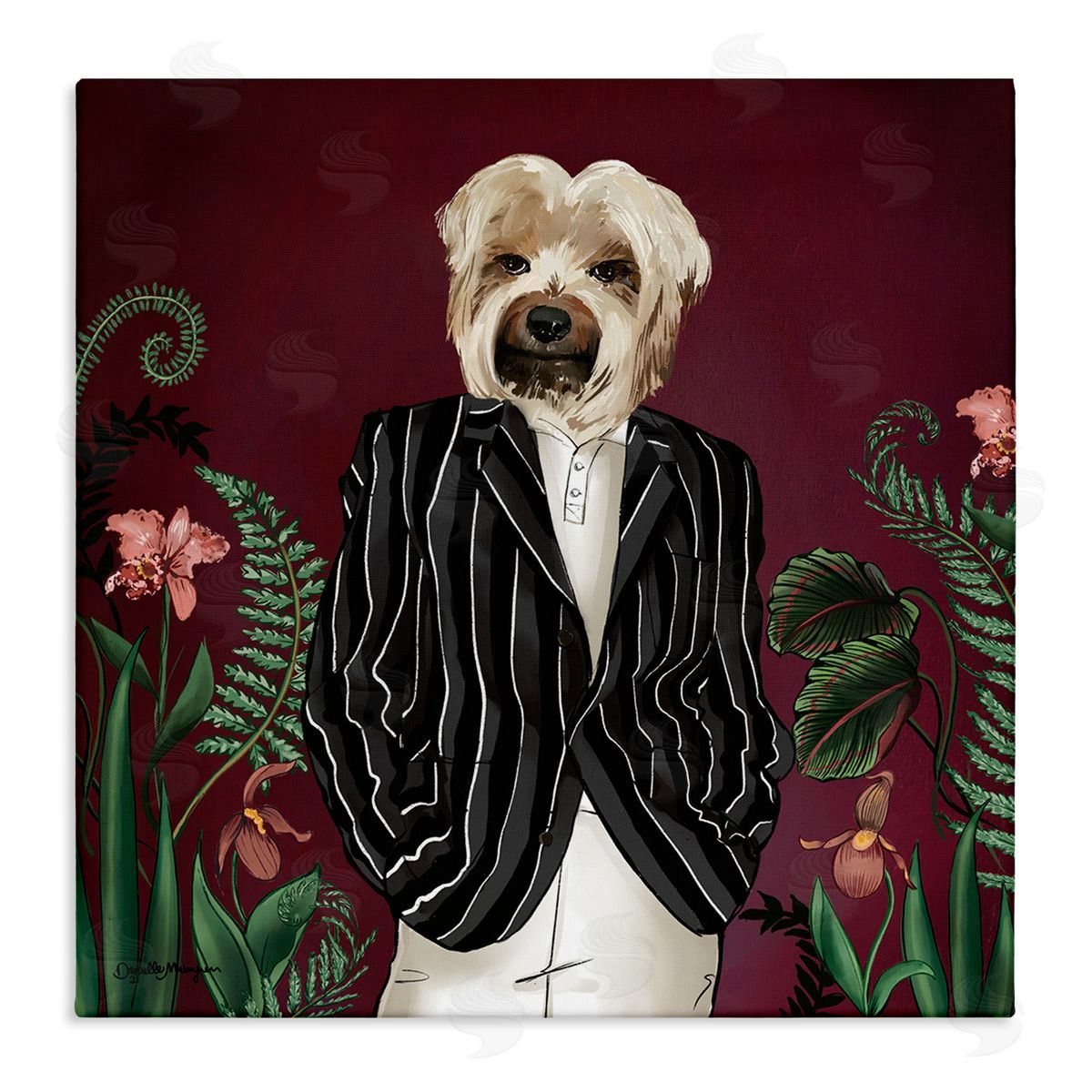 House of Rose Chic Fashion Dog Fancy Blazer Outfit Trendy Animal Stretched Canvas Wall Art Print