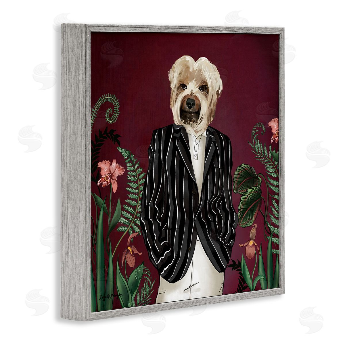 House of Rose Chic Fashion Dog Fancy Blazer Outfit Trendy Animal Gray Framed Glicee Wall Art Print