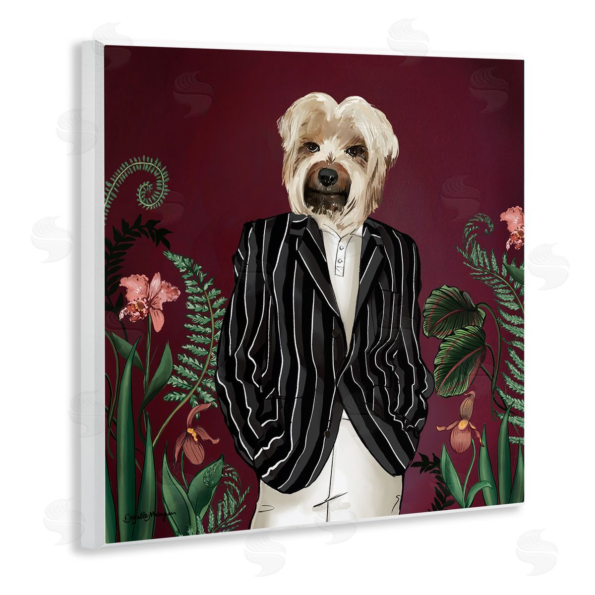 House of Rose Chic Fashion Dog Fancy Blazer Outfit Trendy Animal Wooden Wall Plaque Art Print