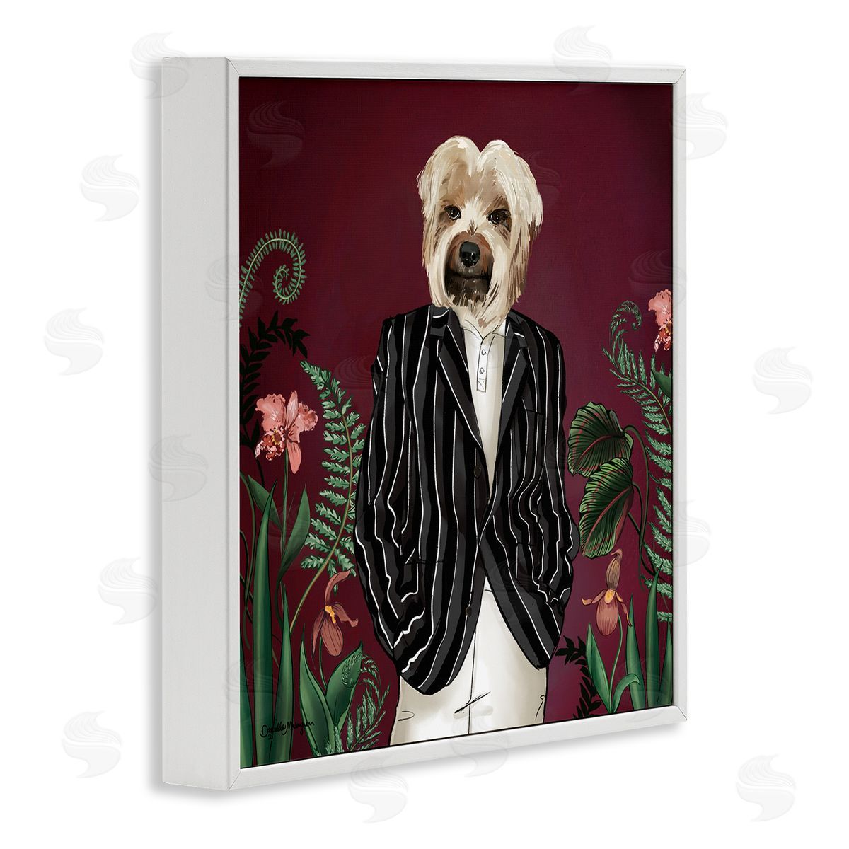 House of Rose Chic Fashion Dog Fancy Blazer Outfit Trendy Animal White Framed Glicee Wall Art Print