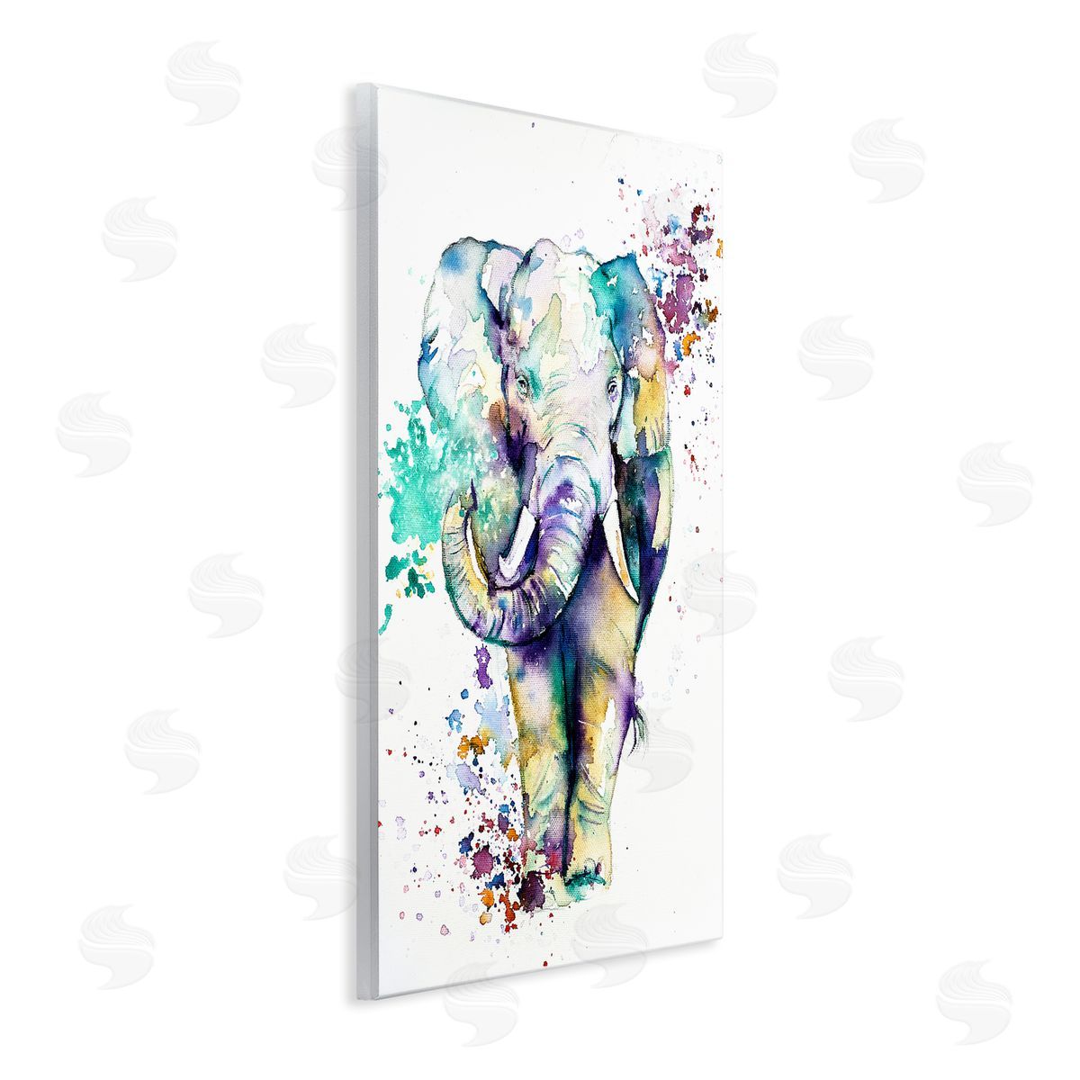 Emma Catherine Debs Street Speckled Elephant Paint Splatter Animal Wall Plaque Art Print