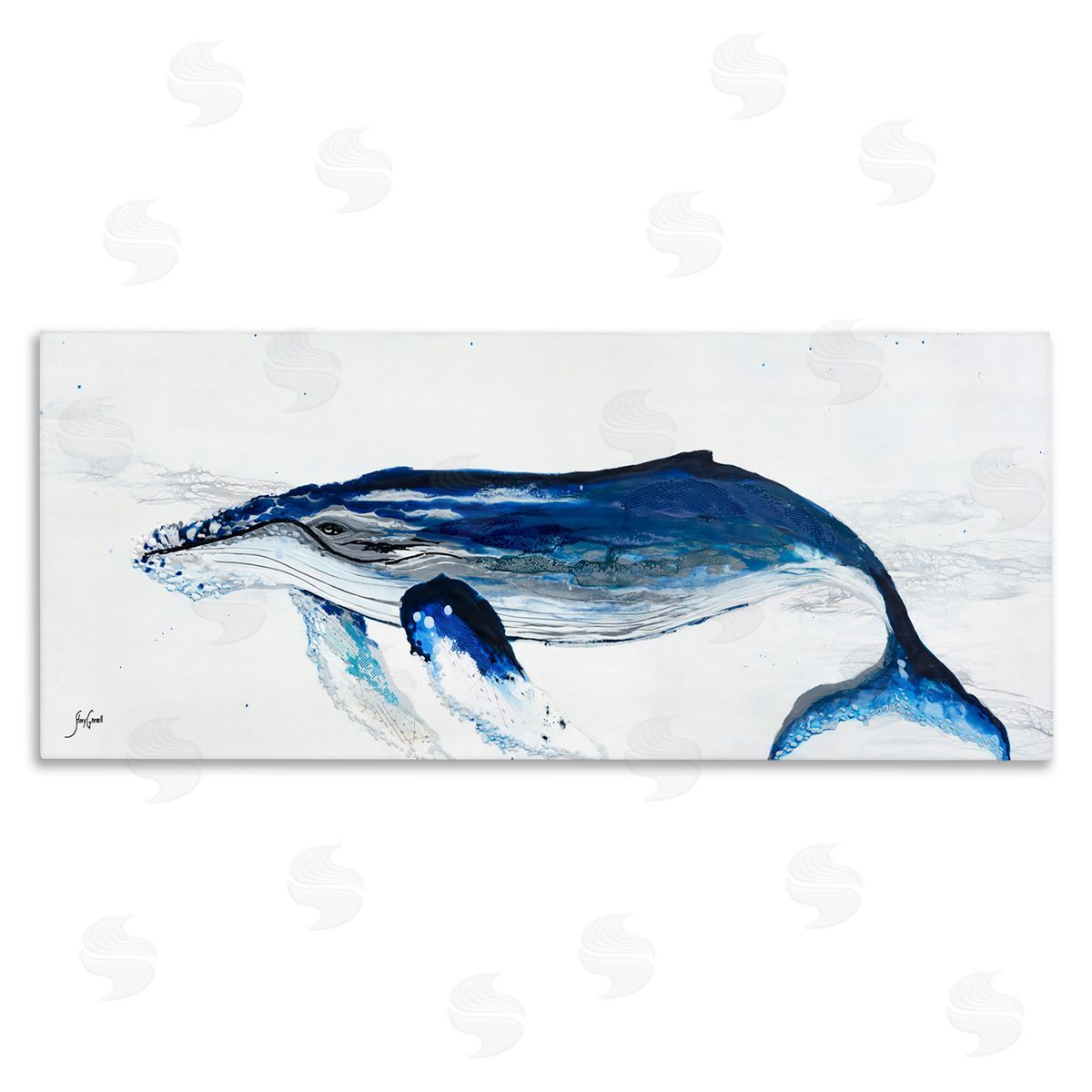 Stacy Gresell Vivid Blue Whale Swimming Marine Animal Sea Life